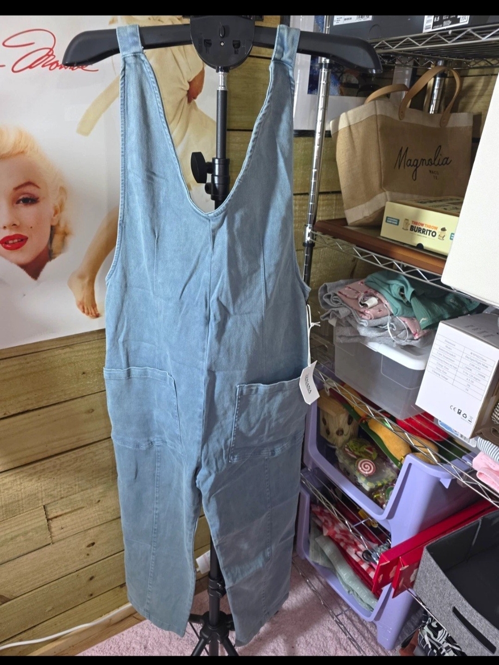 Zenana Outfitters Light Blue Denim Overall Romper